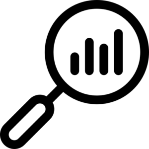 Magnifying glass over document research icon